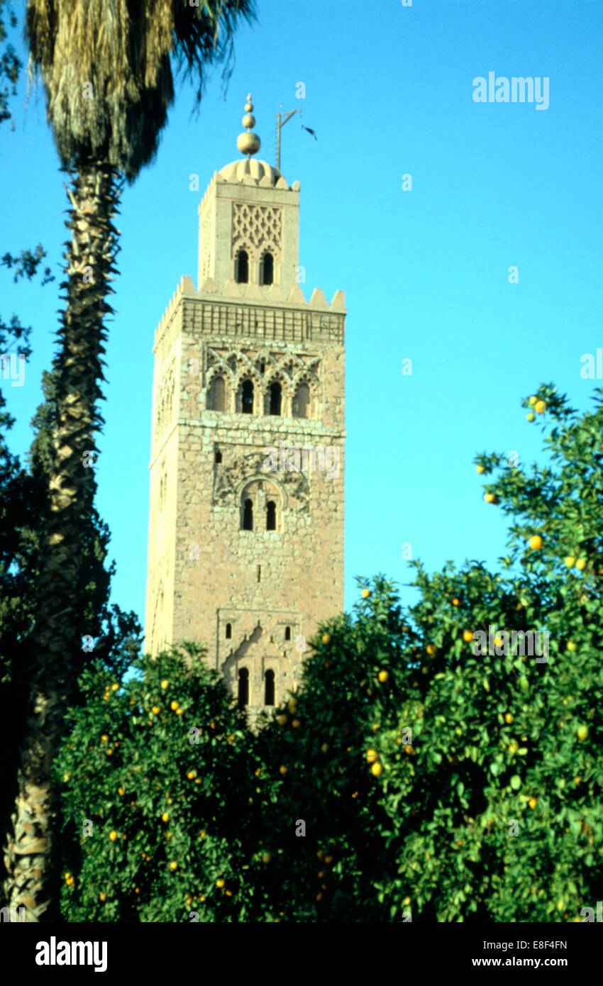 Minaret de la Koutoubia, Marakesh, Maroc. Banque D'Images