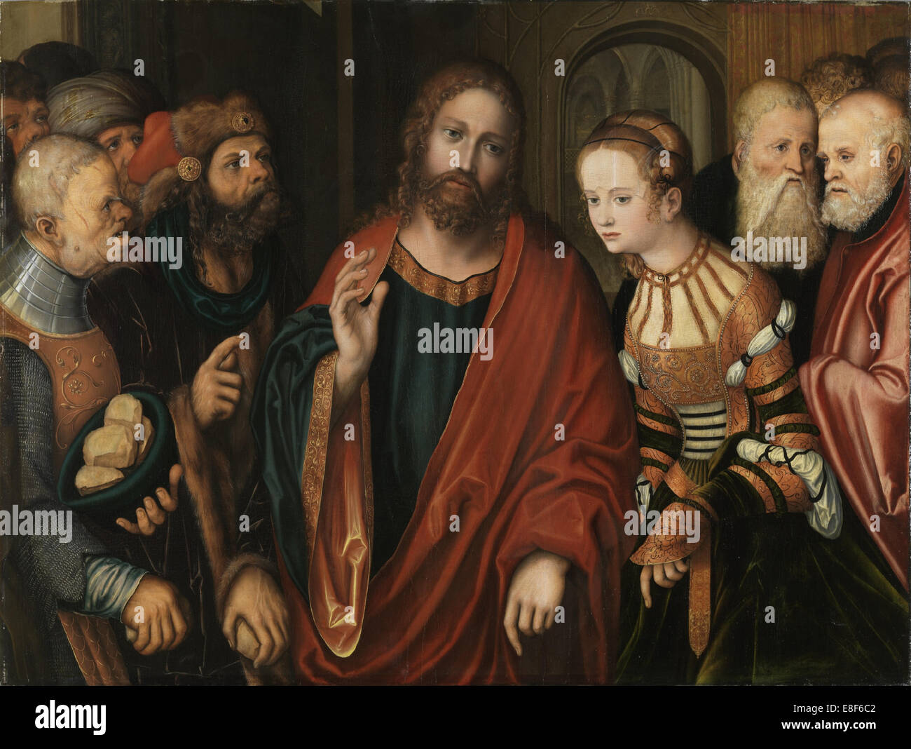 Le Christ et la femme adultère. Artiste : Cranach, Lucas, l'ancien (1472-1553) Banque D'Images