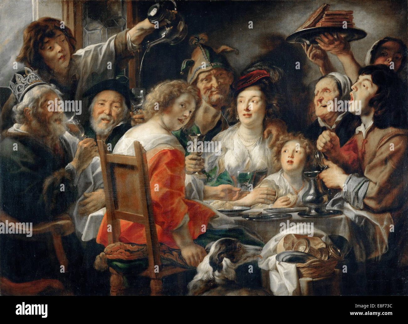 Le roi boit, ou repas de famille en la fête de l'Epiphanie. Artiste : Jordaens, Jacob (1593-1678) Banque D'Images