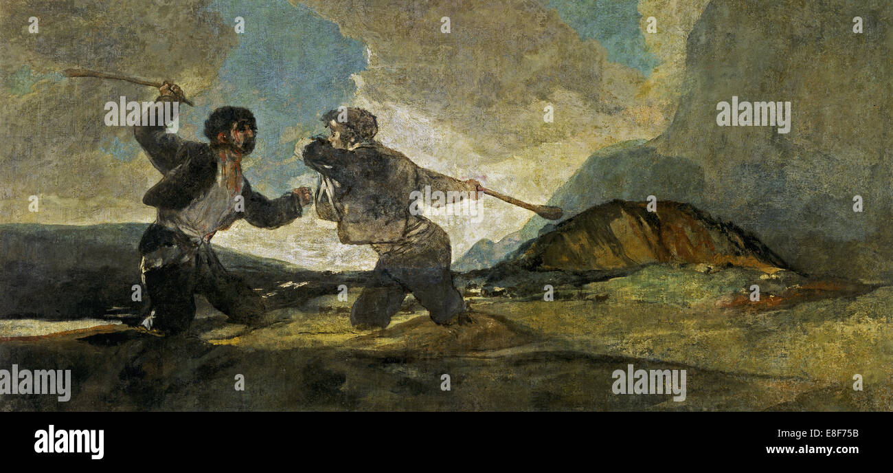 Lutte avec les gourdins. Artiste : Goya, Francisco de (1746-1828) Banque D'Images