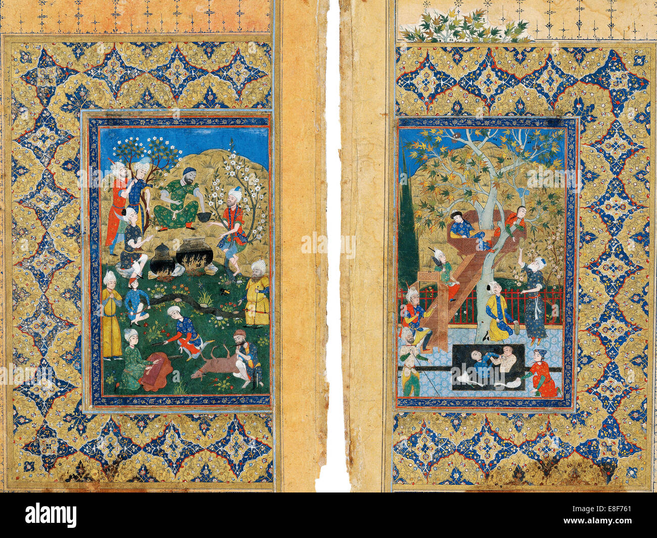 Pique-nique. À partir de la Miniature Yusuf et Zalikha (Légende de Joseph et la femme de Putiphar) par Jami. Artiste : maître iranien Banque D'Images