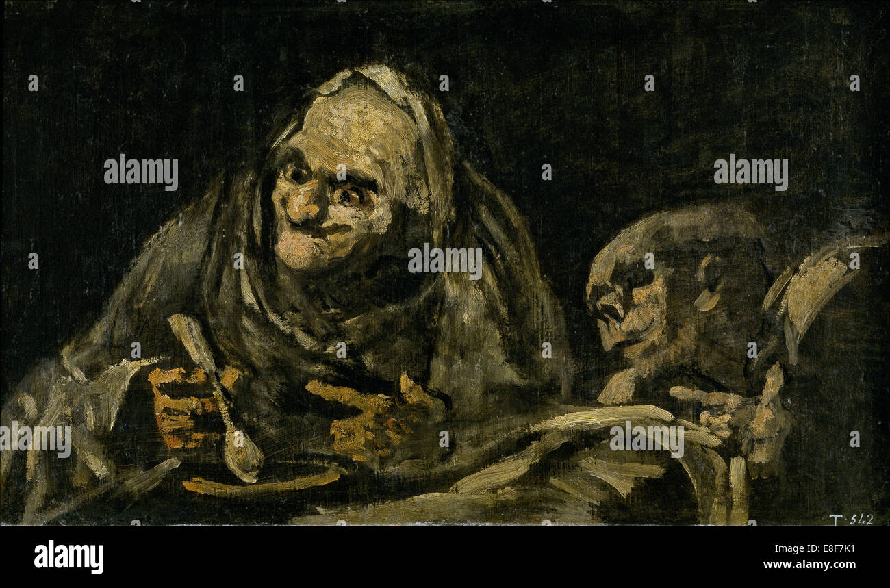 Deux vieux hommes (la soupe Witchy Brew). Artiste : Goya, Francisco de (1746-1828) Banque D'Images