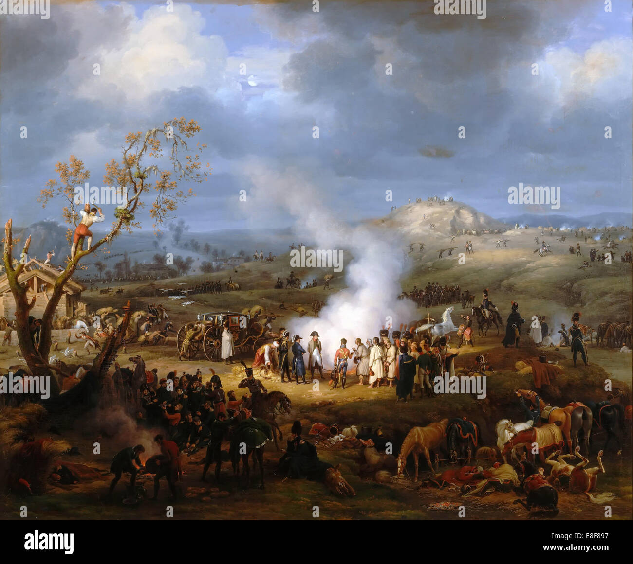 Bivouac de Napoléon à la veille d'Austerlitz, 1 décembre 1805. Artiste : Lejeune, Louis-François, Baron (1775-1848) Banque D'Images