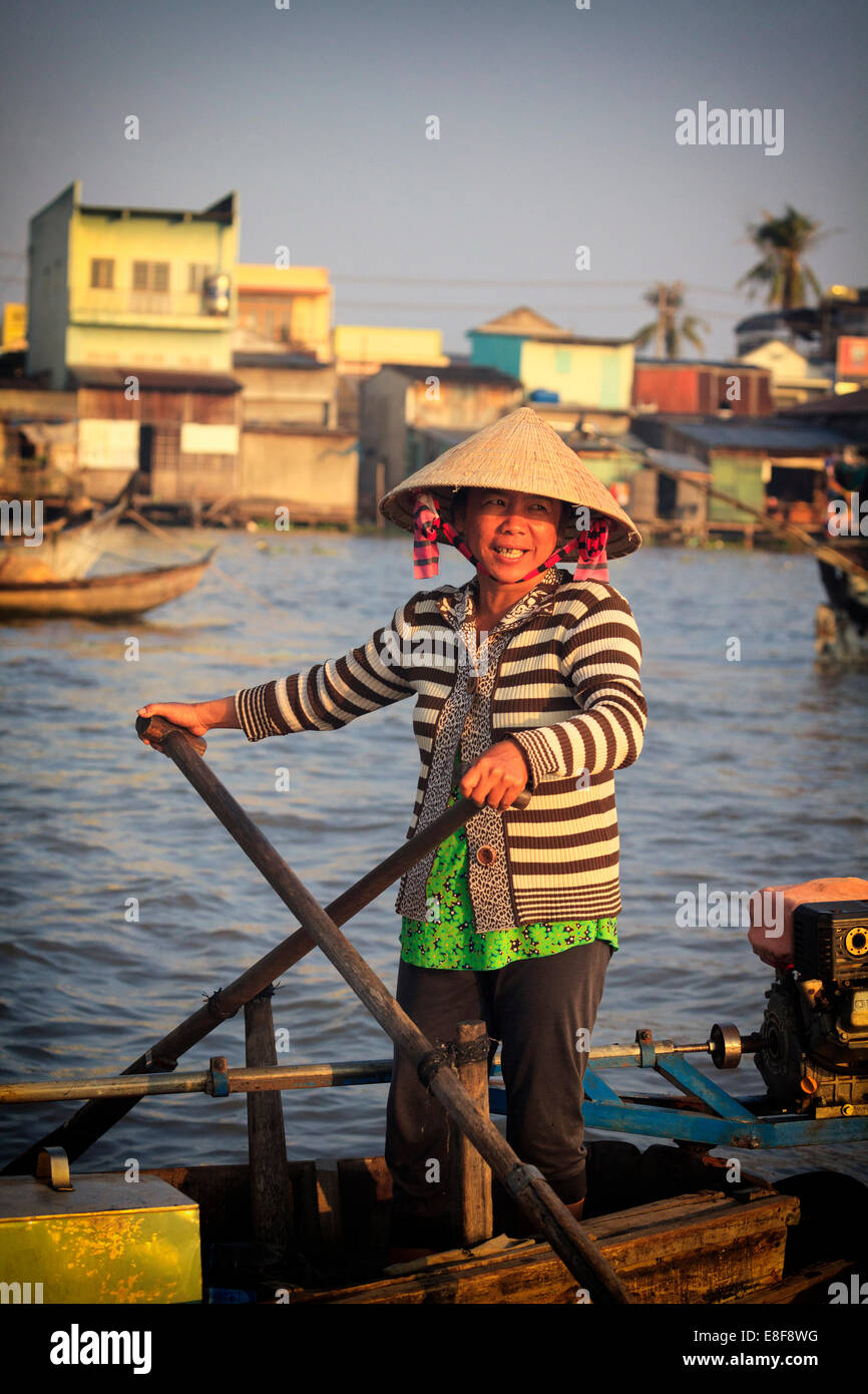 Vietnam, le delta du Mékong, Can Tho, le marché flottant de Cai Rang Banque D'Images