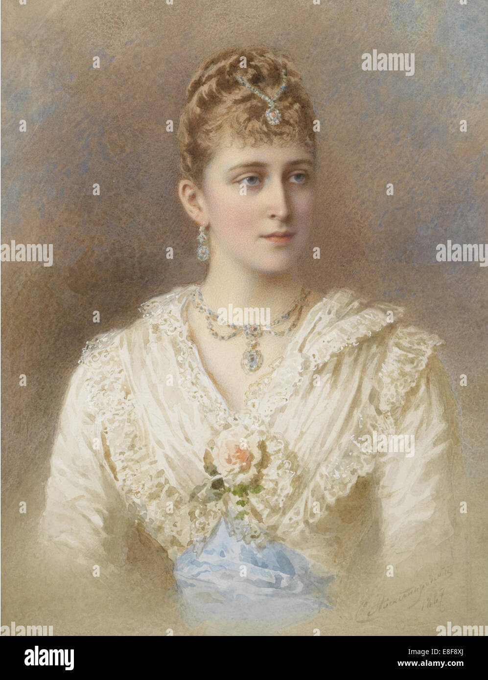 Portrait de la grande-duchesse Elizaveta Fiodorovna (1864-1918). Artiste : Aleksandrovski, Stepan Fiodorovitch (1843-1906) Banque D'Images