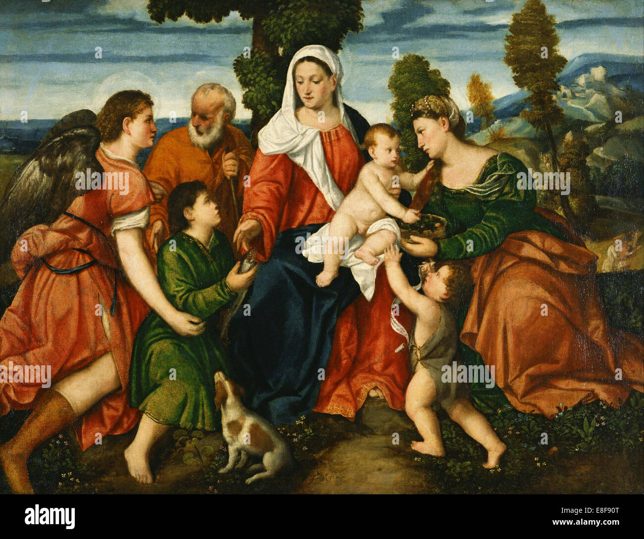 La Sainte Famille avec Tobias et l'Ange, Dorothy, Saint Jean le Baptiste et le Miracle de l'artiste : Veronese (de' Pitati Bonifacio (1487-15), Banque D'Images