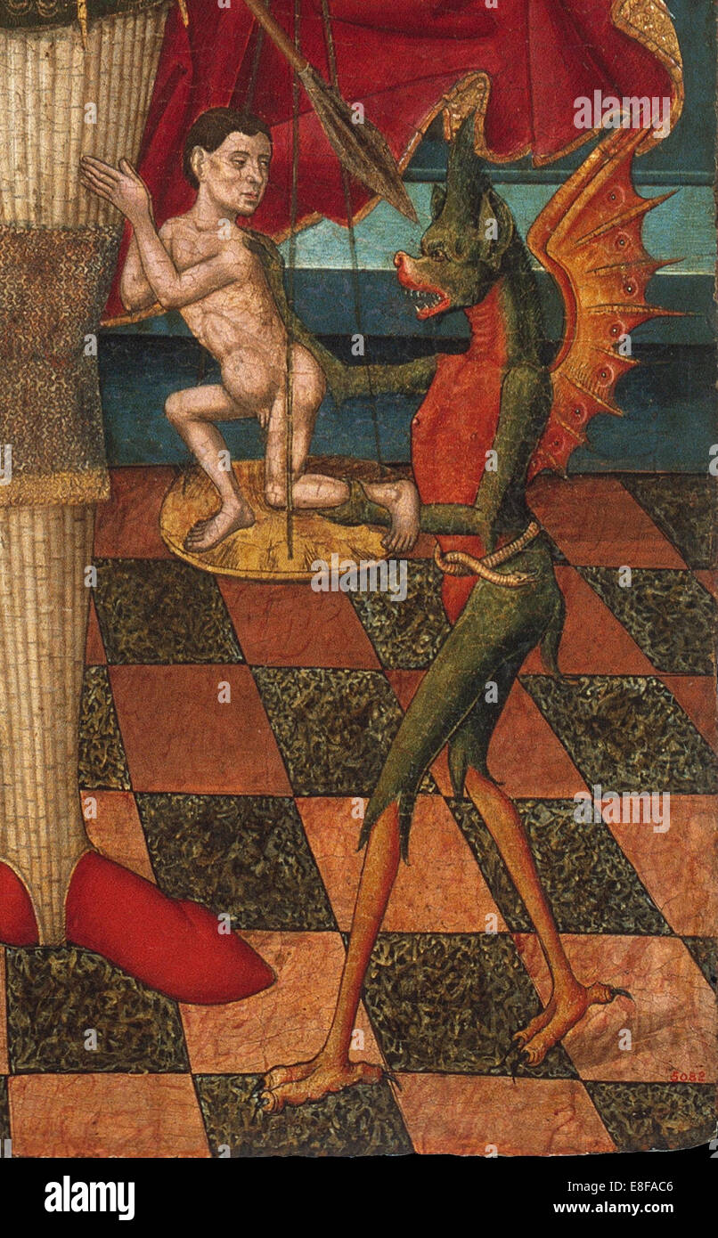 L'archange Saint Michel pesant les âmes des morts (détail). Artiste : Abadía, Juan de la, l'aîné (actif 1469-1498) Banque D'Images