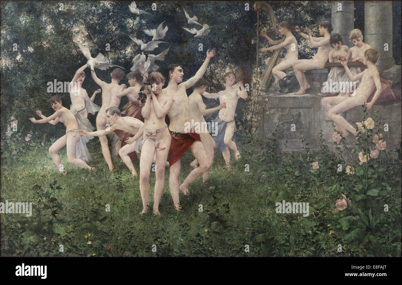 Festival du printemps (scène allégorique). Artiste : Karel Vitezslav Masek, (1865-1927) Banque D'Images