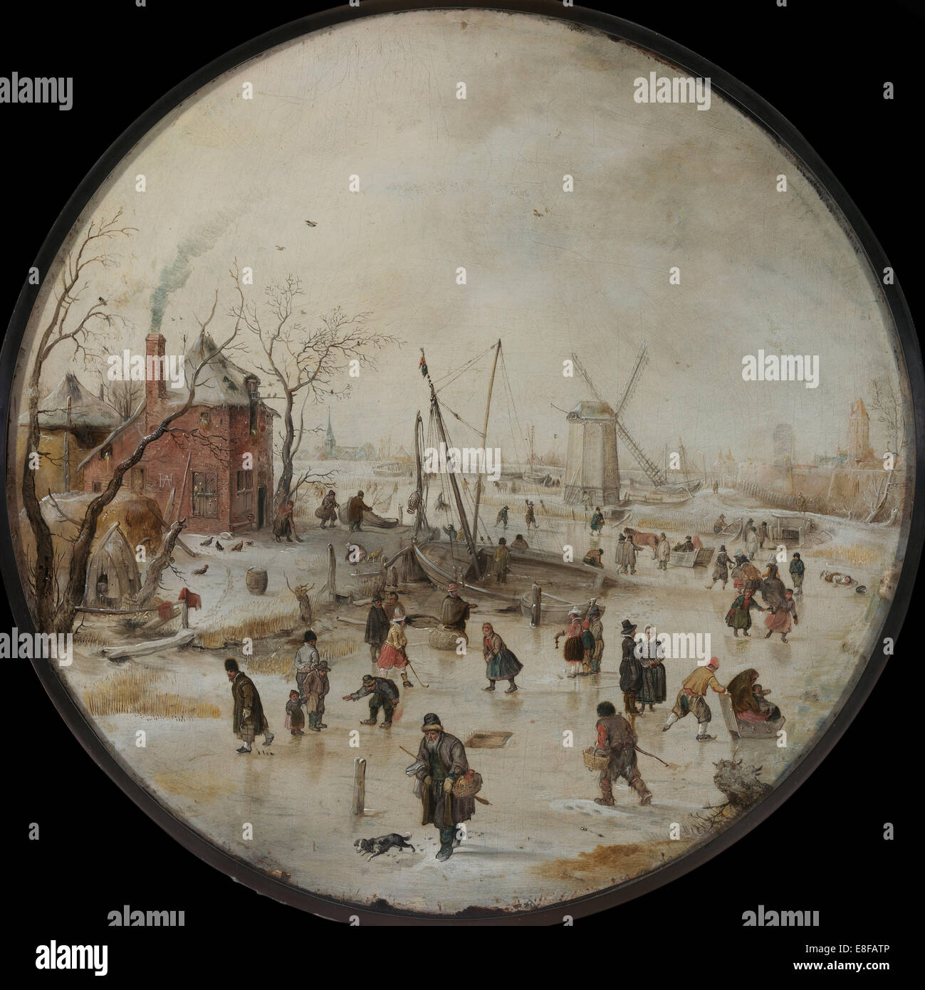 Rivière gelée avec des patineurs. Artiste : Avercamp, Hendrick (1585-1634) Banque D'Images