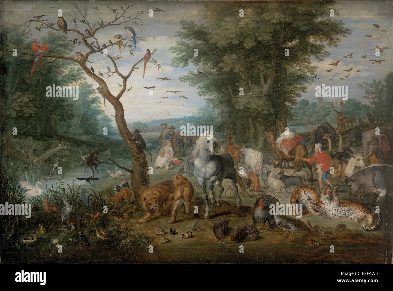 Paysage paradisiaque avec des animaux. Artiste : Brueghel, Jan, le jeune (1601-1678) Banque D'Images