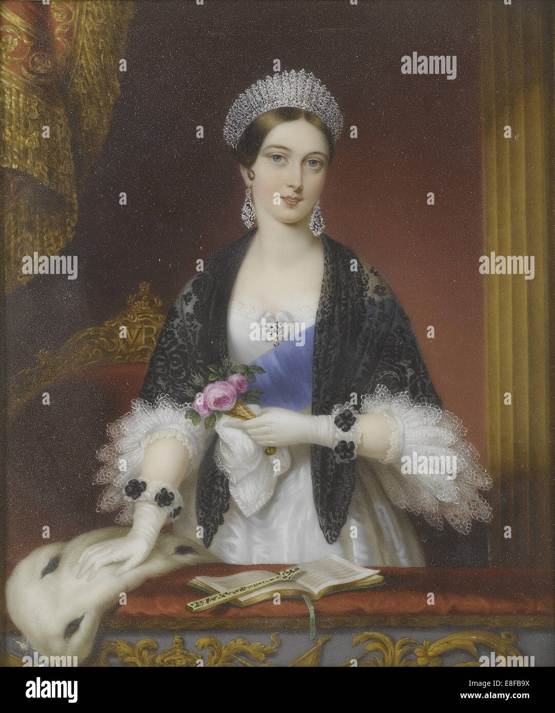 La reine Victoria dans la loge royale au Théâtre de Drury Lane en novembre 1837. Artiste : Liénard, Sophie (actif 1840-1845) Banque D'Images