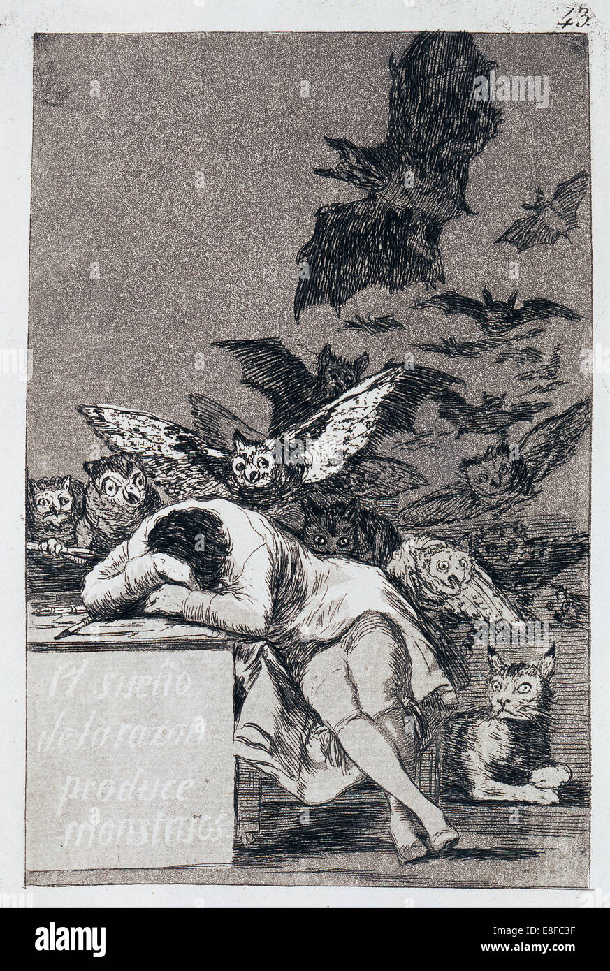 Le Sommeil de la raison produit des monstres. (43). Pas de Capricho Artiste : Goya, Francisco de (1746-1828) Banque D'Images