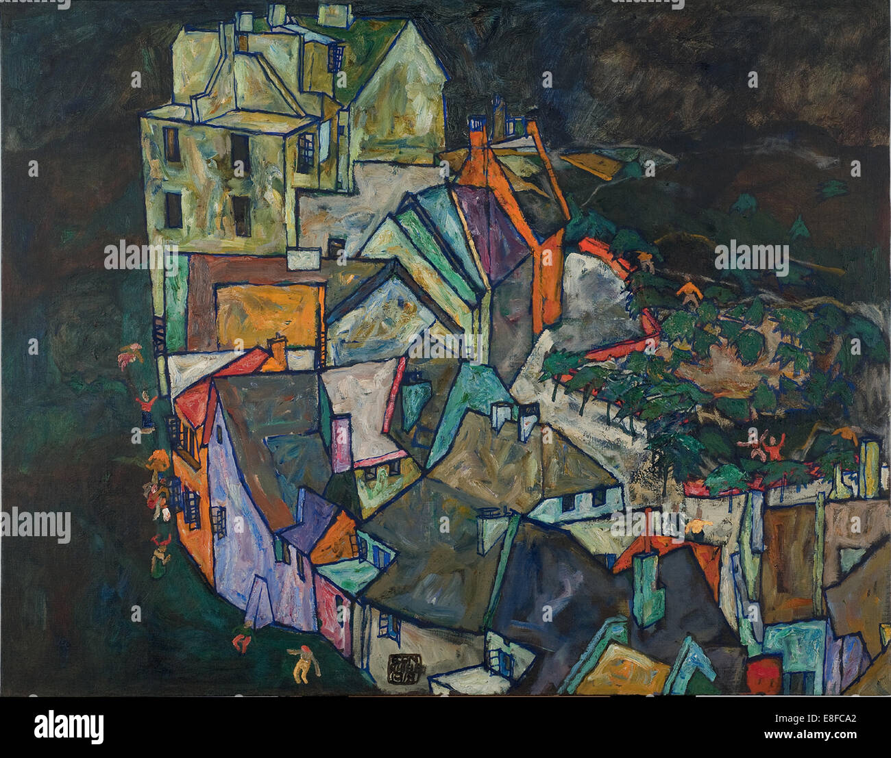 Croissant-rouge de maisons III. Artiste : Schiele, Egon (1890-1918) Banque D'Images