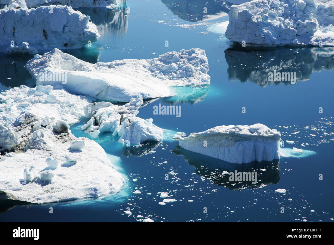 Gros plan des icebergs dans la baie de Disko, Ilulissat, Groenland Banque D'Images
