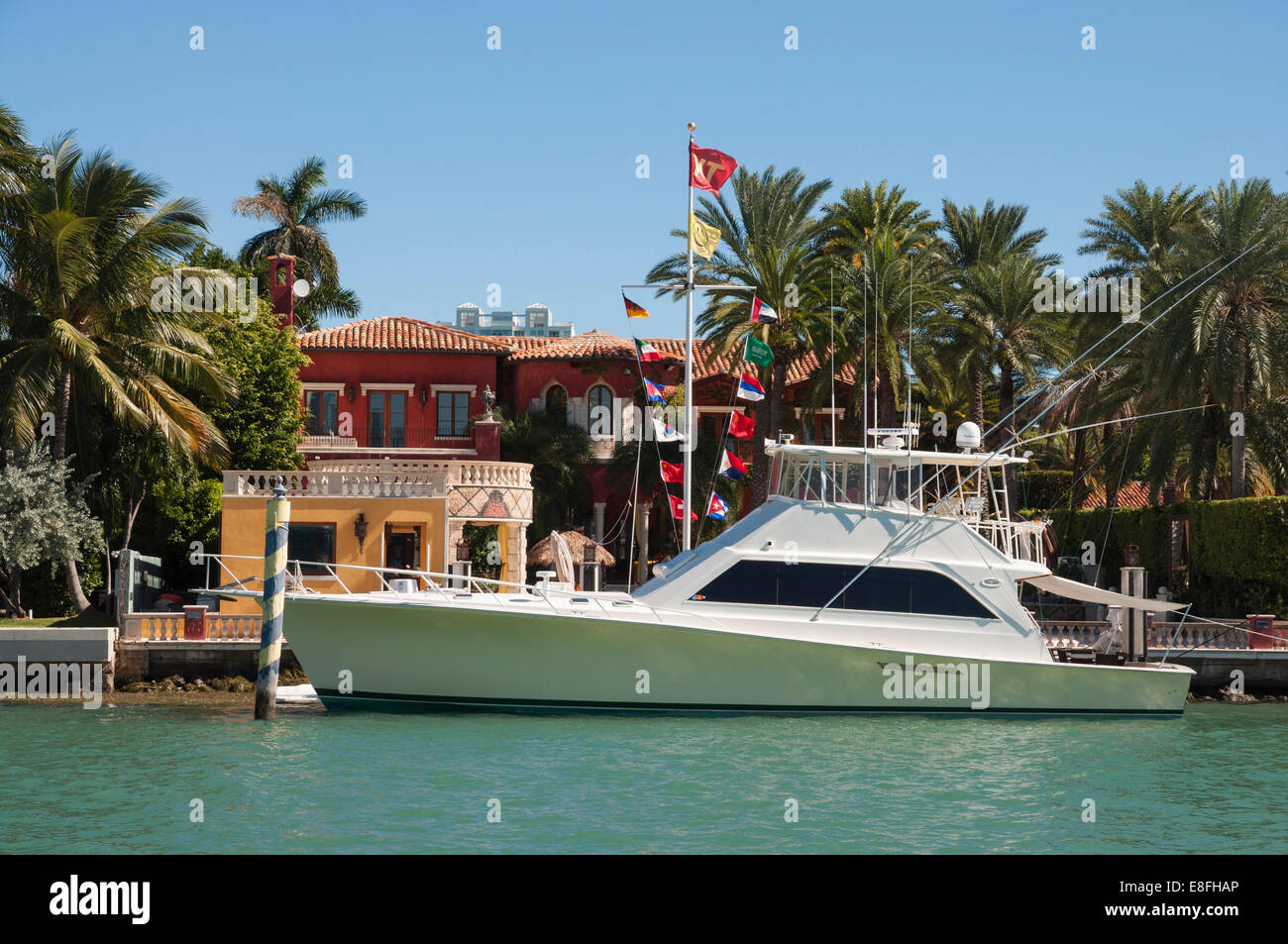 Yacht de luxe sur Star Island à Miami, Floride, USA Banque D'Images
