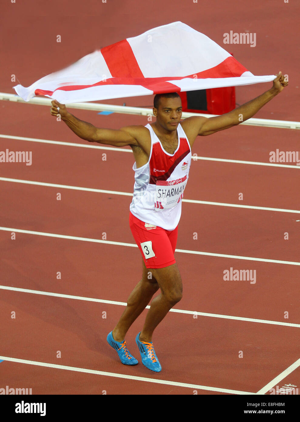 William Sharman (FRA) Médaille d'argent - Mens 110m Final. Athlétisme - Hampden Park - Glasgow - Royaume-Uni - 29/07/2014 - Jeux du Commonwealth Banque D'Images