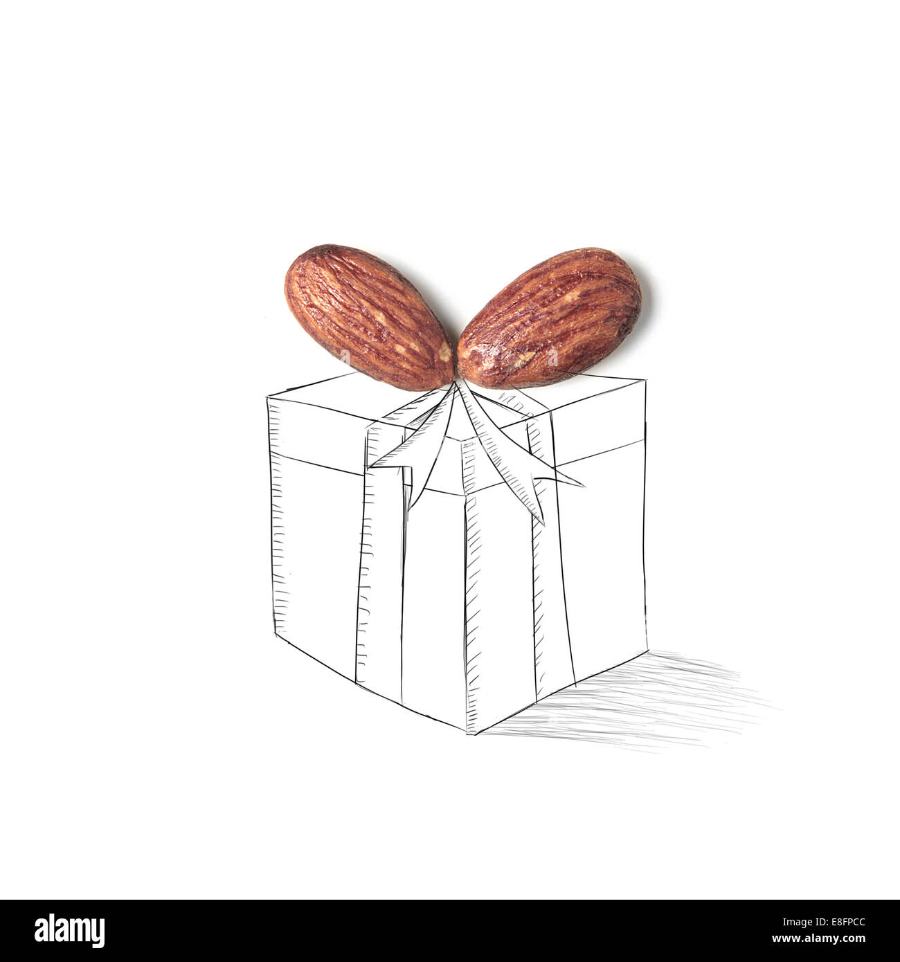 Avec un cadeau enveloppé conceptuel bow liée Banque D'Images