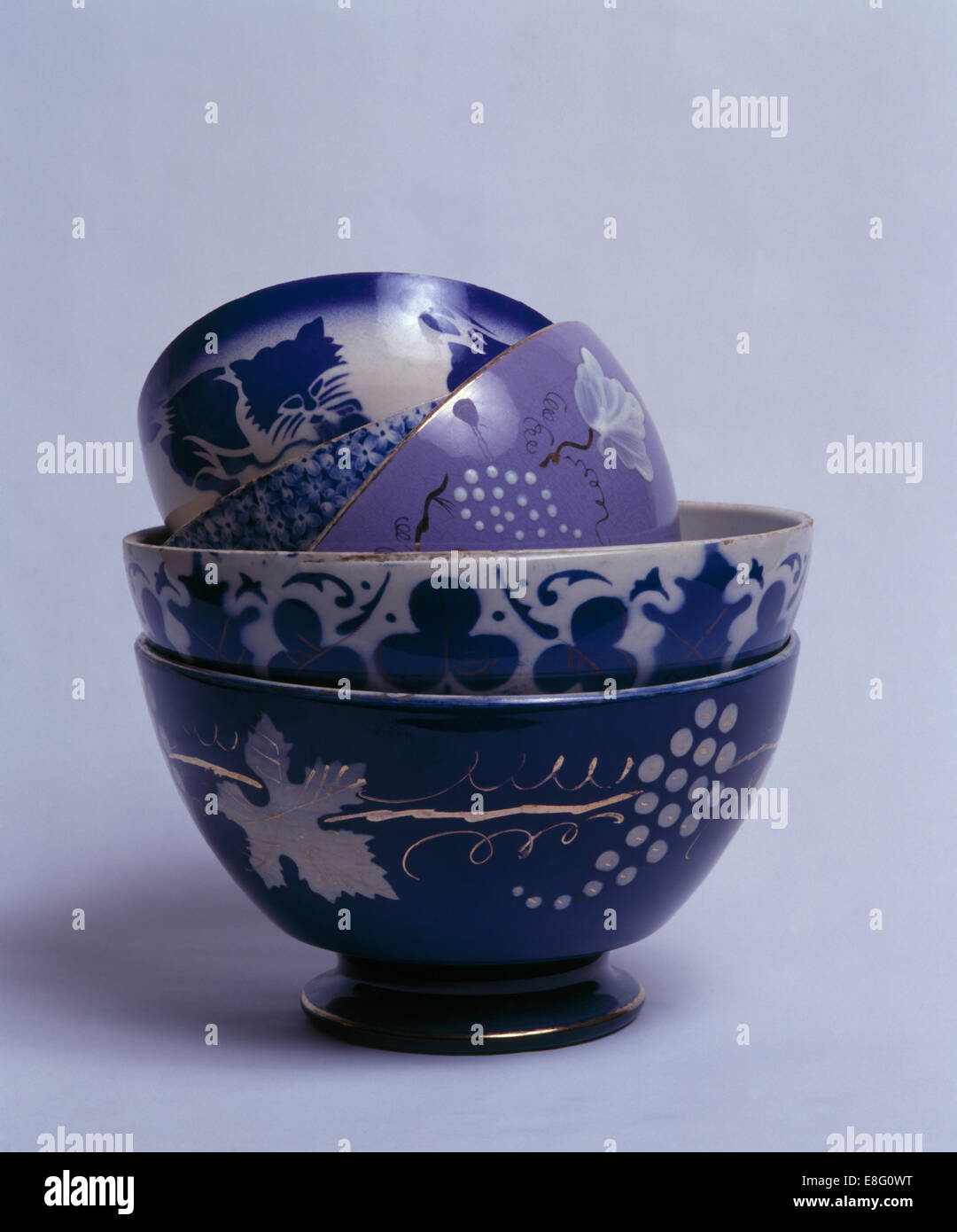 Close-up de bleu +blanc chine bols Banque D'Images