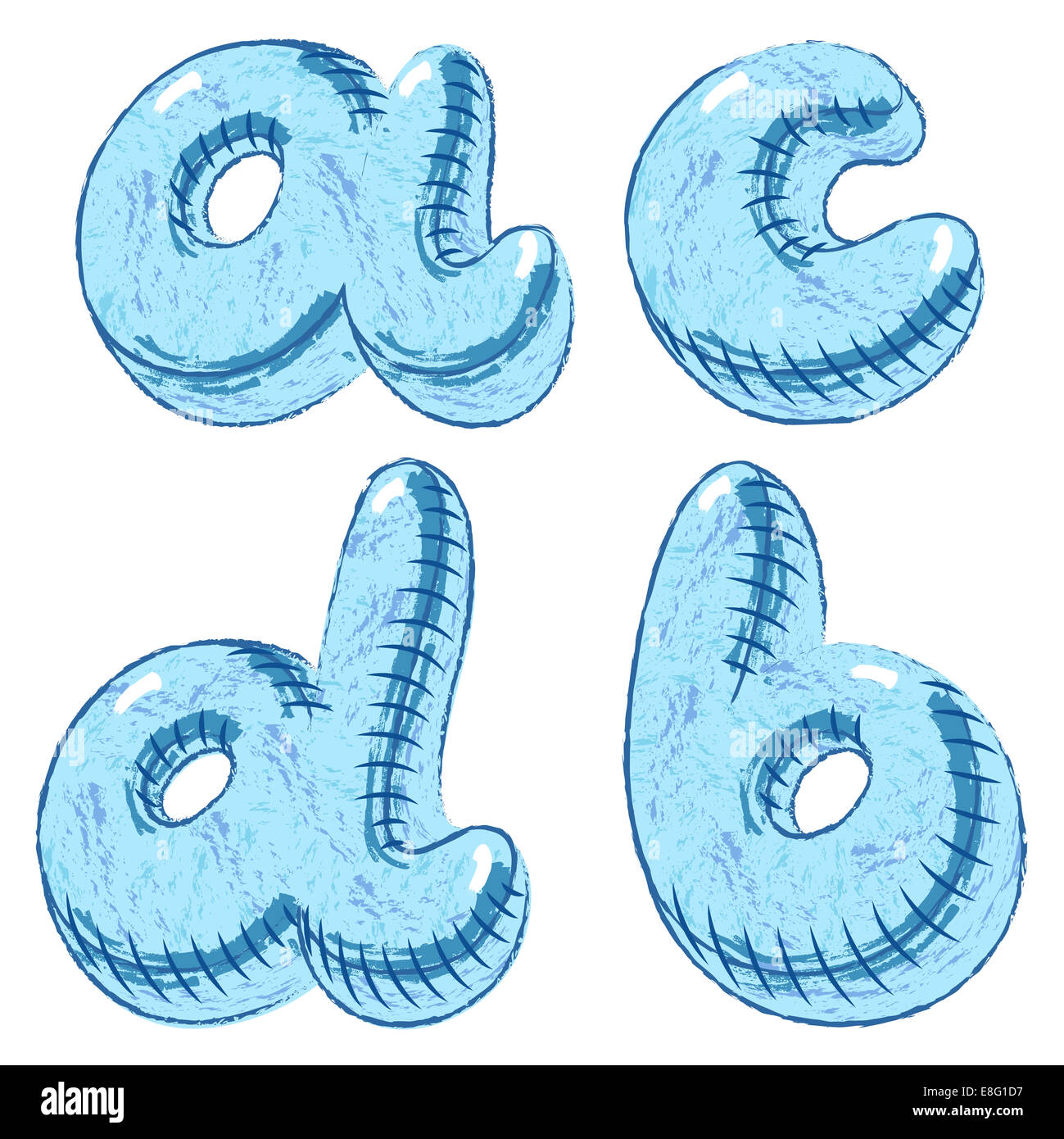 Grunge hand drawn doodle font les lettres A,B,C,D Banque D'Images