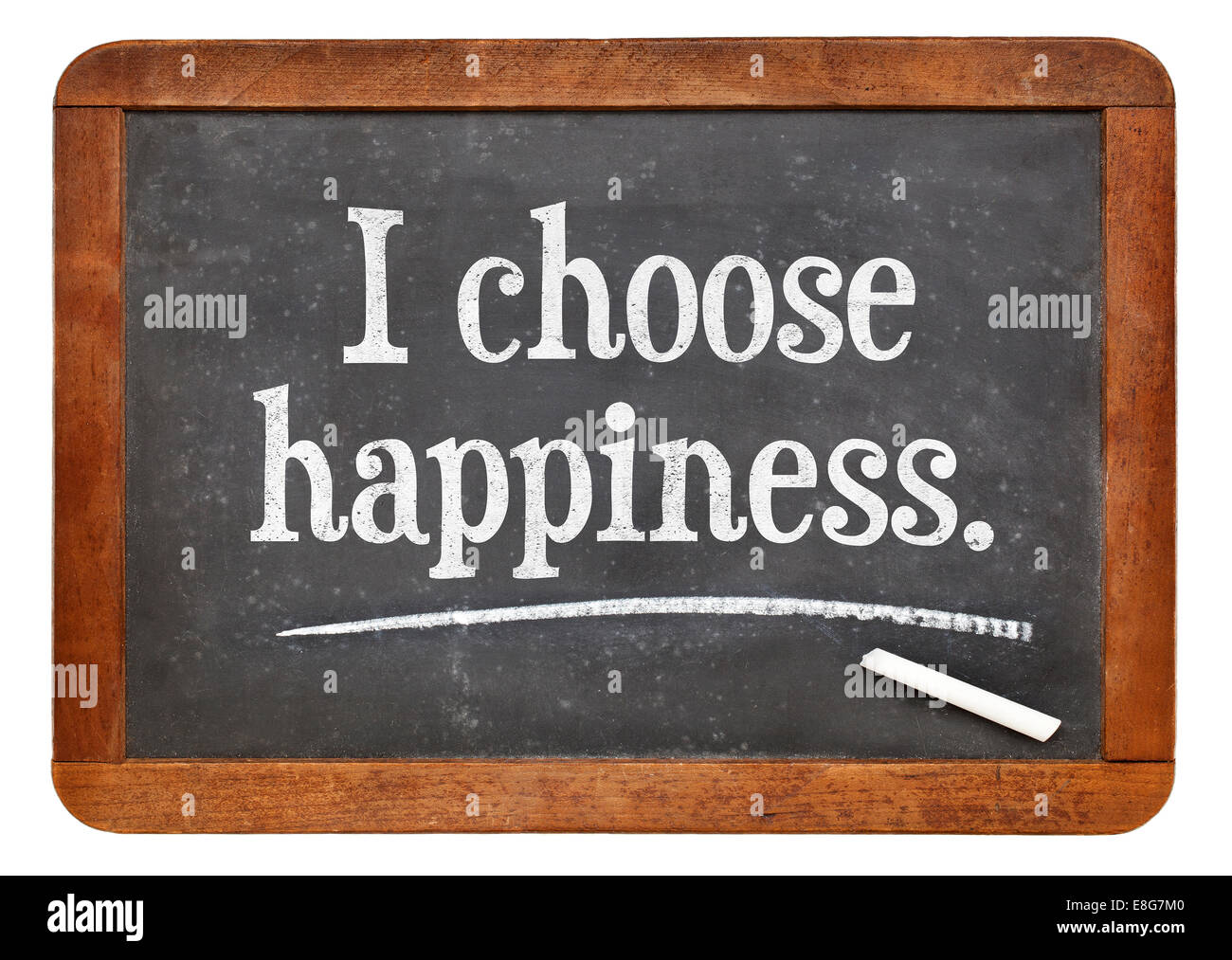 Je choisis le bonheur - une affirmation positive mots sur un tableau noir ardoise vintage Banque D'Images
