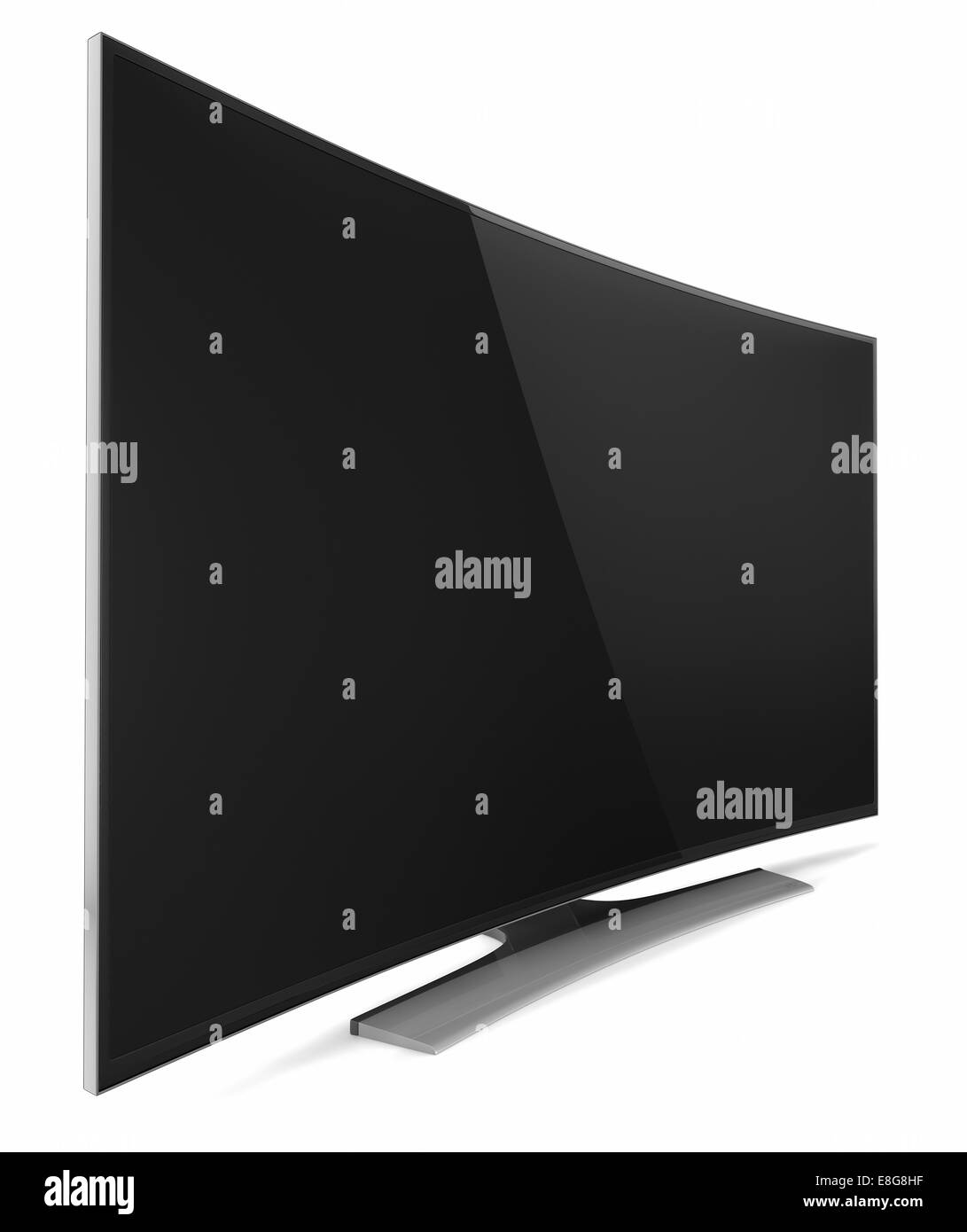 Smart TV UHD avec écran incurvé sur fond blanc Banque D'Images