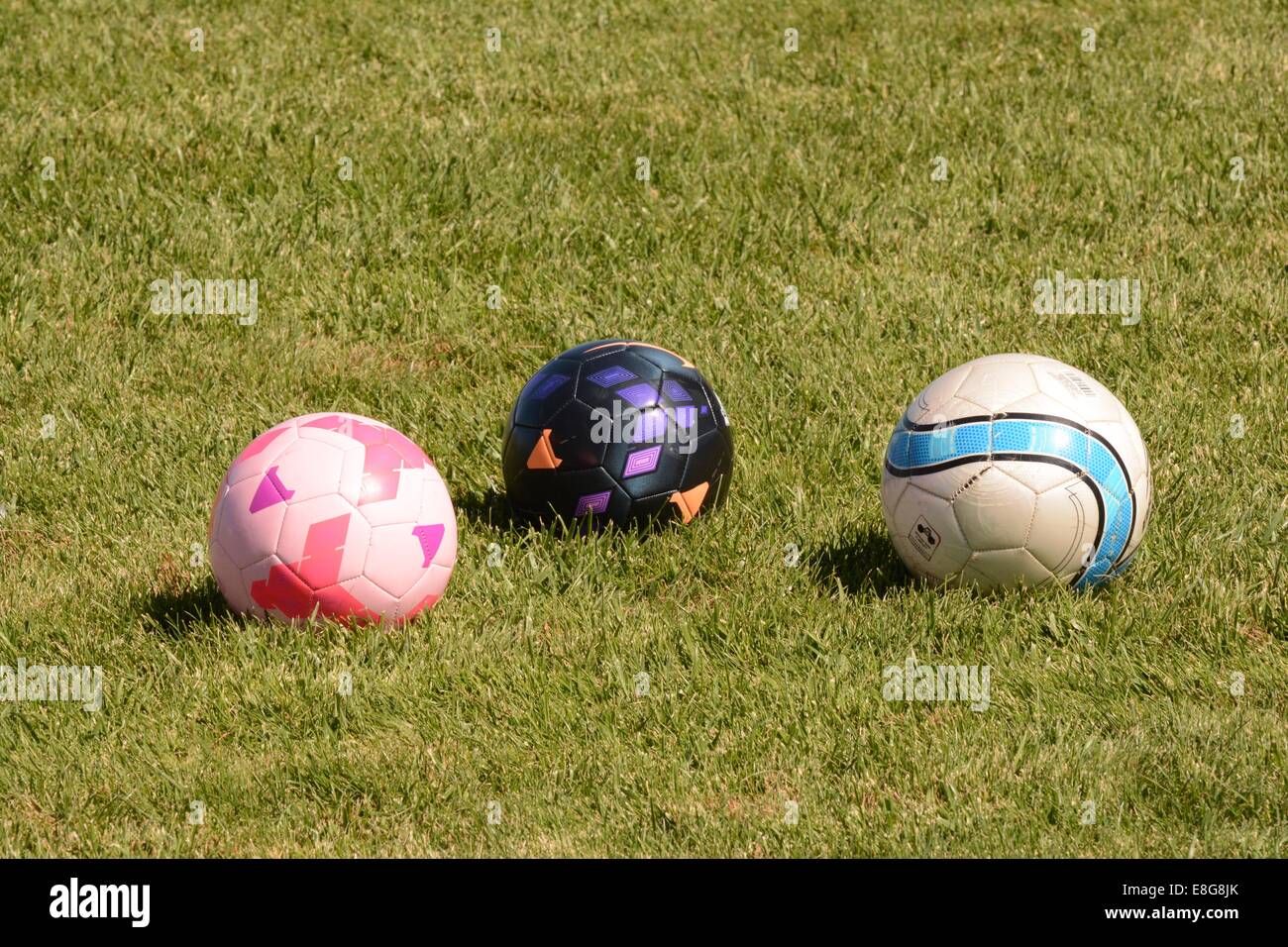 Trois ballons de foot Banque D'Images