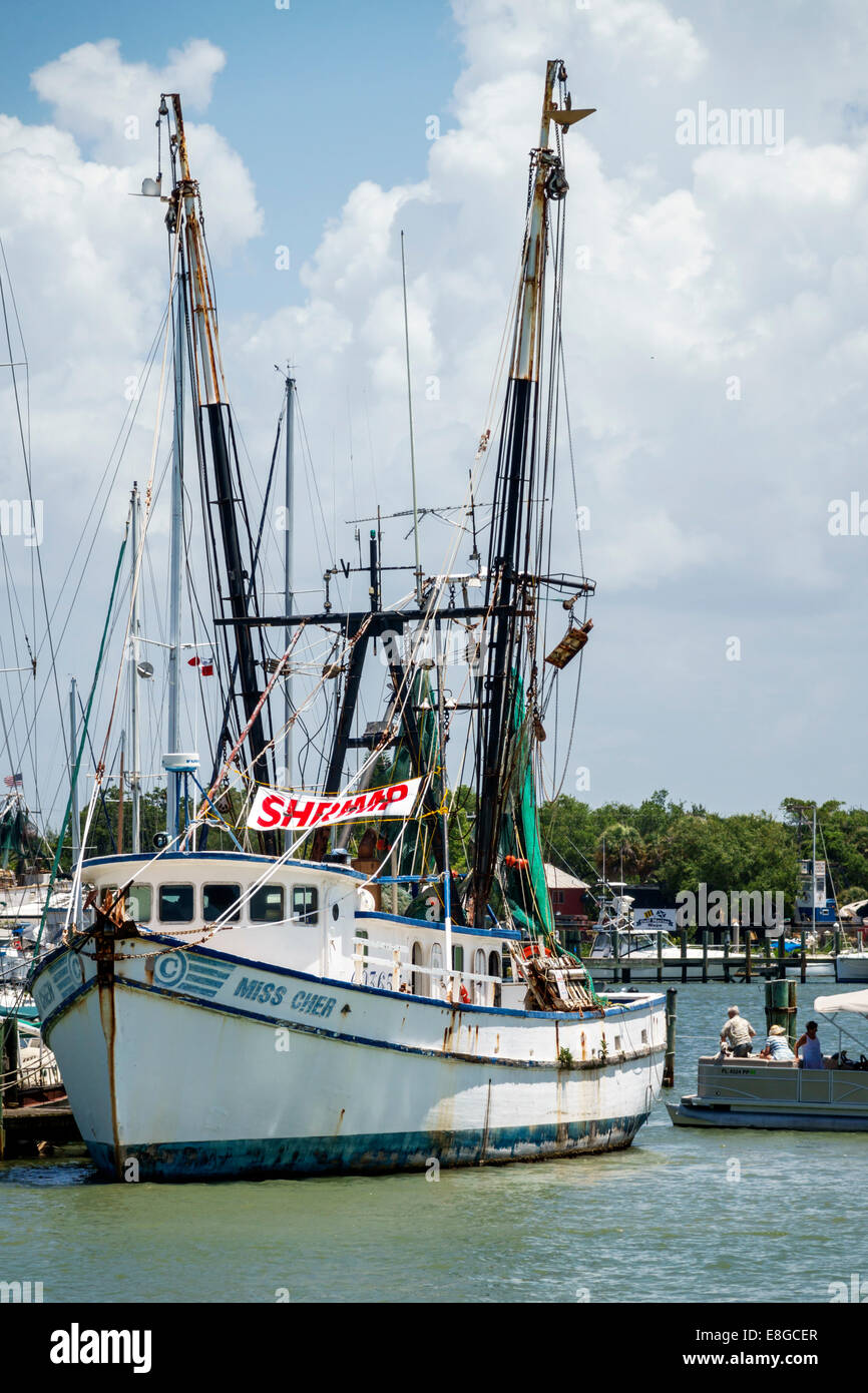 Fort ft. Myers Beach Florida, Matanzas Pass, bateaux, chalutier commercial de crevettes, bateau, les visiteurs voyage visite touristique touristique sites touristiques culte Banque D'Images