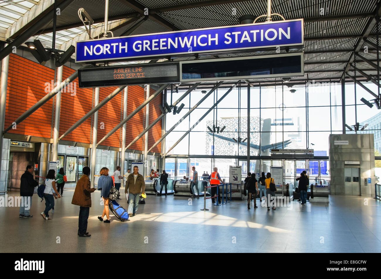La station de métro North Greenwich Londres Angleterre Royaume-Uni UK Banque D'Images