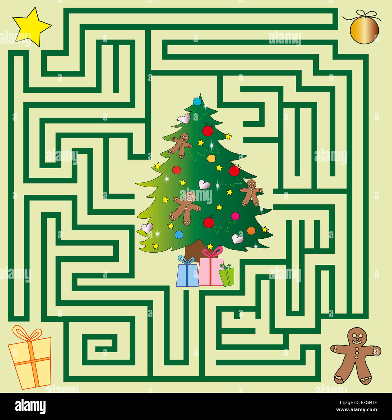 Un jeu de labyrinthe de Noël pour les enfants Banque D'Images