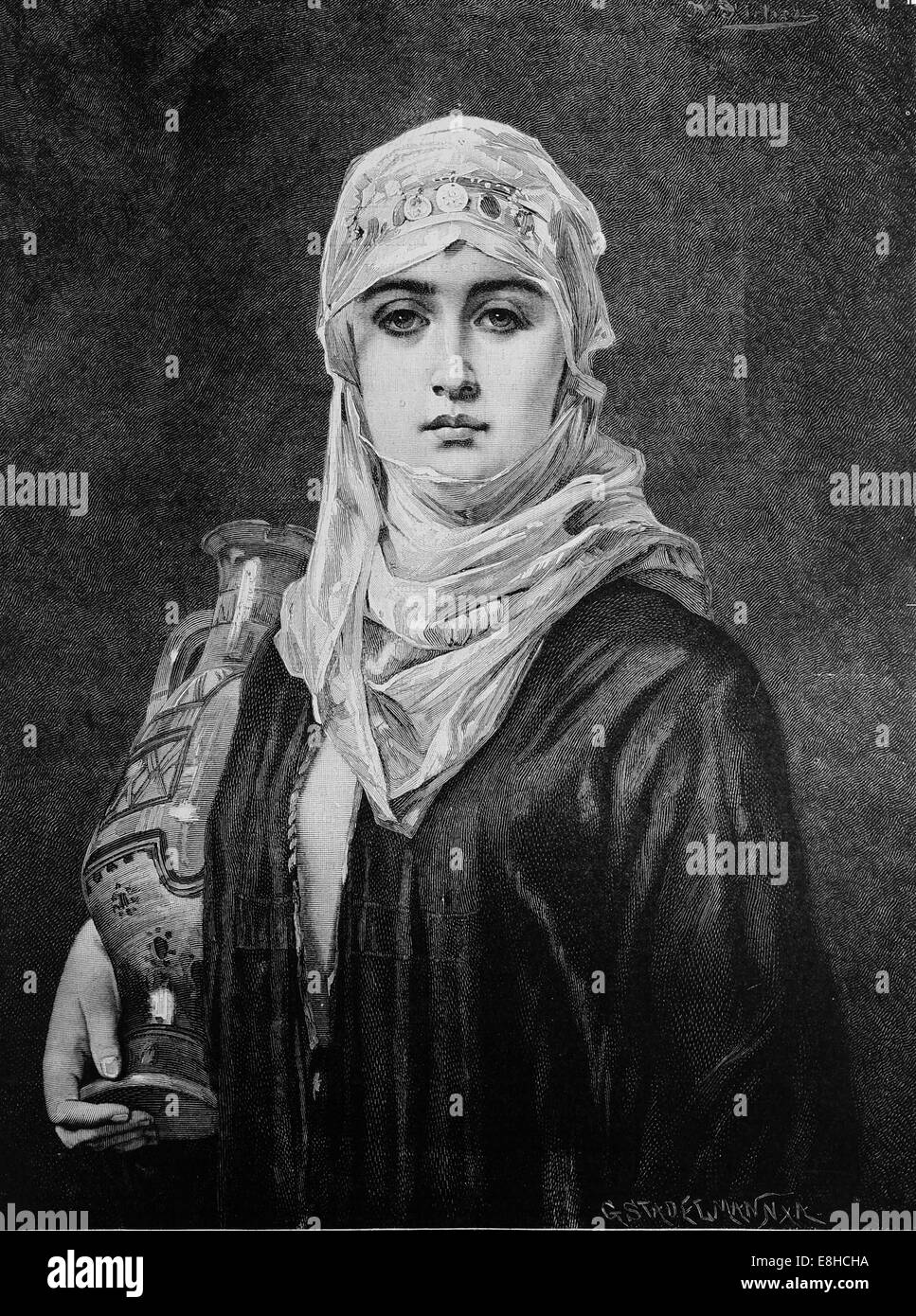 Hagar. Personne de la Bible dans le livre de la Genèse. Servante égyptienne de Sarah, qui lui a donné à Abram de porter un enfant. Peinture de N Banque D'Images