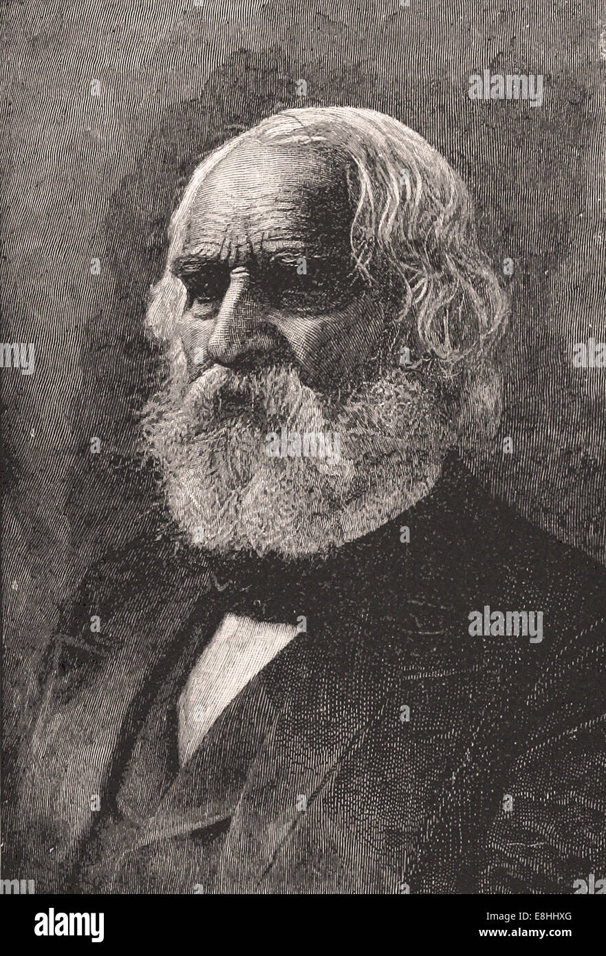 Portrait de Henry Wadsworth Longfellow - Gravure - XIX ème siècle Banque D'Images