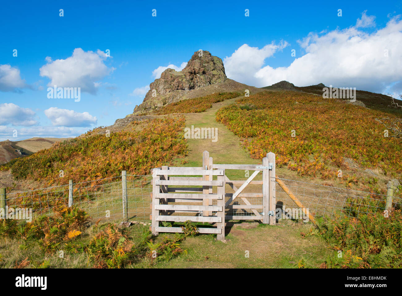 Gaer Pierre, dans le Shropshire hills à Church Stretton, England, UK. Banque D'Images