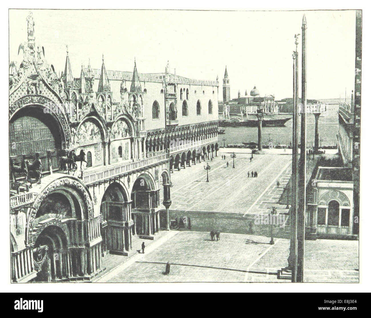 Cette illustration vintage de CLÉMENT(1894) p229 présente la Pianetta, une partie du Palais Ducal de San Marco, Venise. L'œuvre capture la grandeur architecturale de l'un des monuments les plus emblématiques de Venise. Banque D'Images