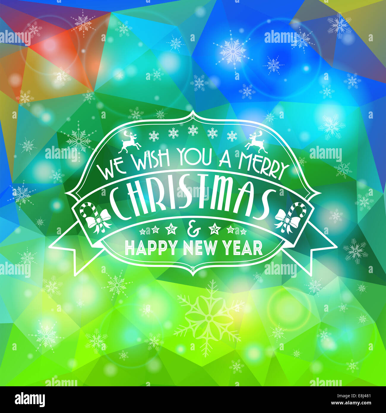 Résumé motif en mosaïque de Noël avec châssis rétro sur triangle moderne tendance. Modèle avec effet de flou pour les flyers et Brochur Banque D'Images