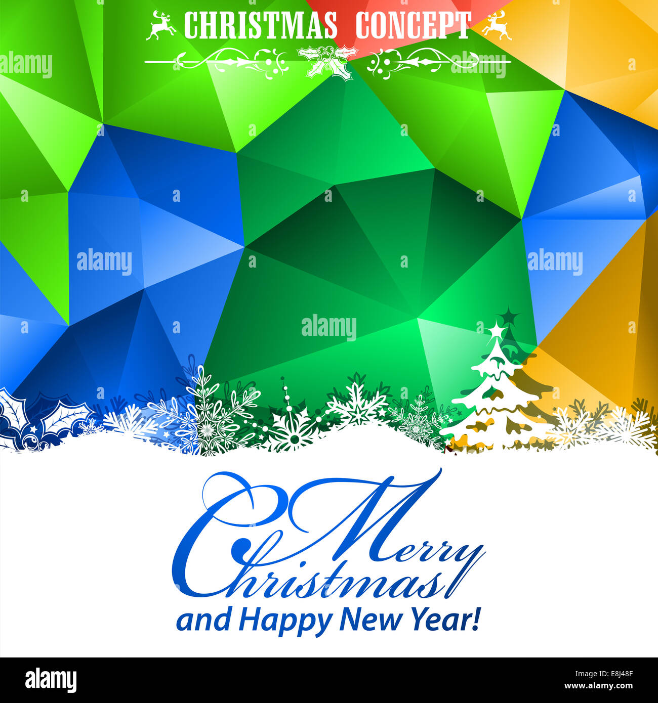 Résumé motif en mosaïque de Noël sur Triangle moderne tendance. Modèle pour dépliants et Brochure. Banque D'Images