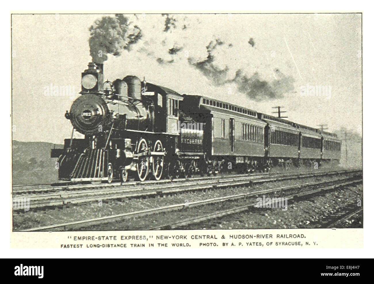 La page 119 de l’œuvre de King de 1893 représente l’Empire State Express, un train important sur le New York Central and Hudson River Railroad, symbolisant le transport ferroviaire et l’infrastructure du XIXe siècle aux États-Unis. Banque D'Images
