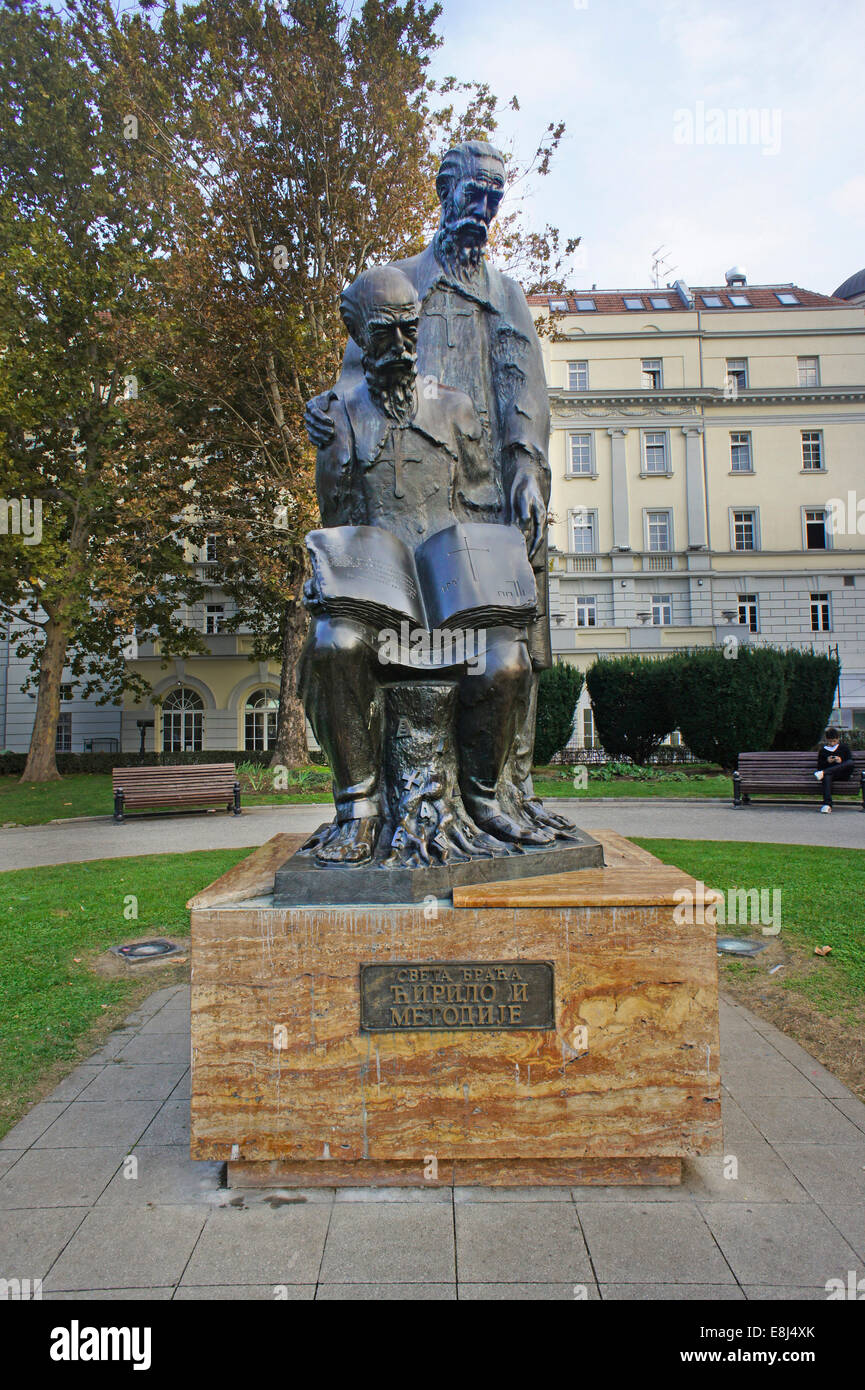 Sculpture de Cyrille et Méthode, Belgrade, Serbie Banque D'Images