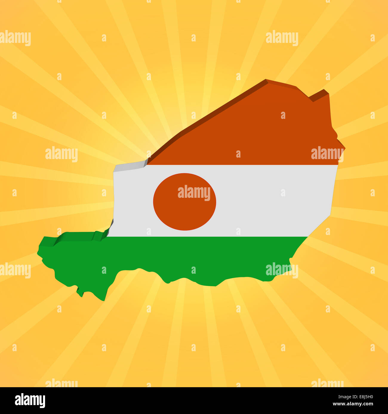 Niger carte drapeau sur la solarisation illustration Banque D'Images