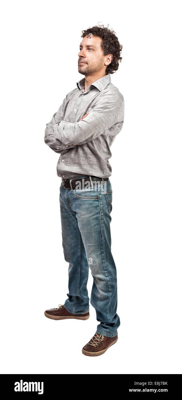 Homme confiant isolé sur fond blanc Banque D'Images