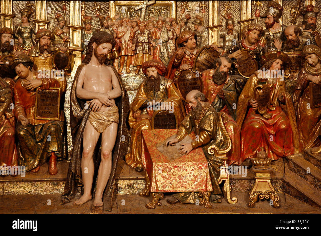 Dans l'oeuvre gothique cathédrale de Majorque chapter House : le jugement de Jésus Banque D'Images