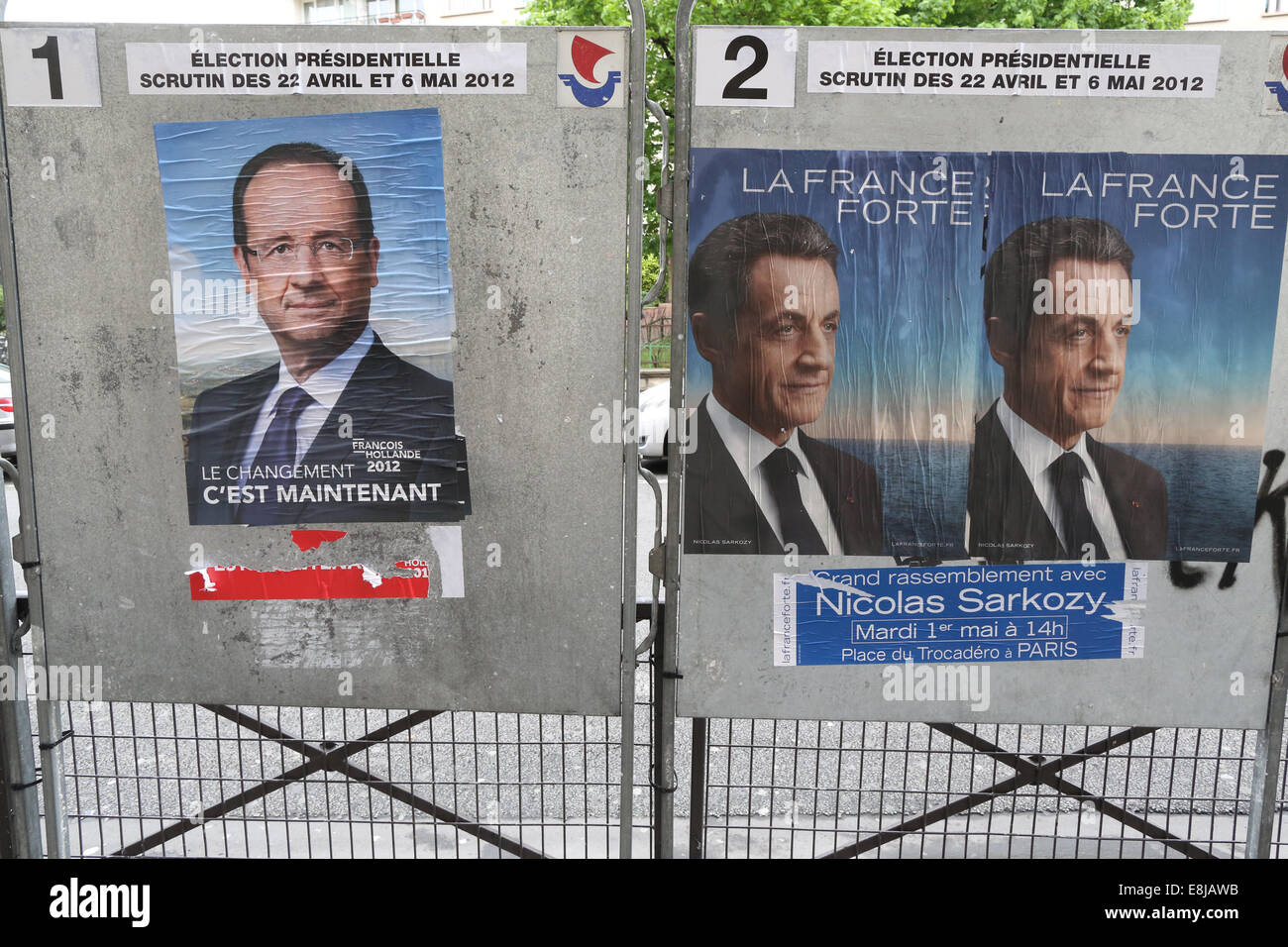 2012 affiches de l'élection présidentielle française Banque D'Images