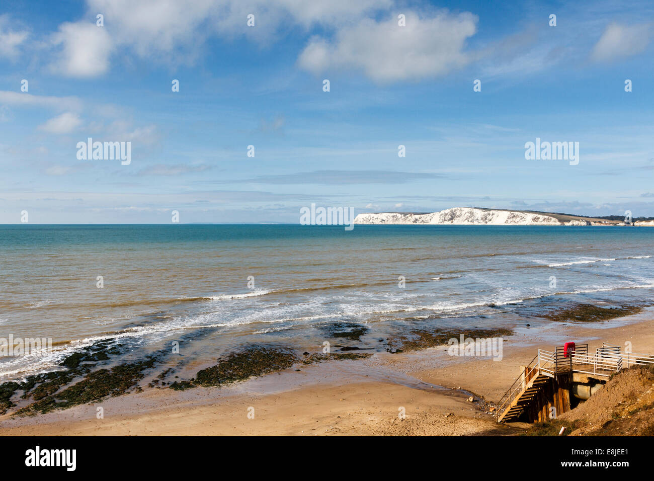 Journée d'automne ensoleillée surplombant la baie de Compton sur l'île de Wight, Angleterre, RU Banque D'Images