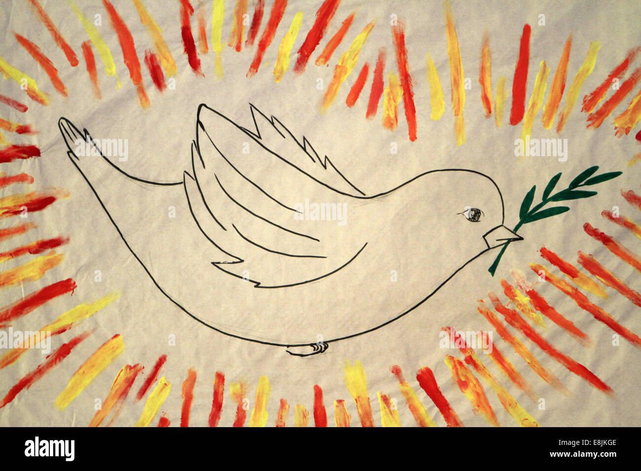 Dessin de la colombe de la paix. Banque D'Images