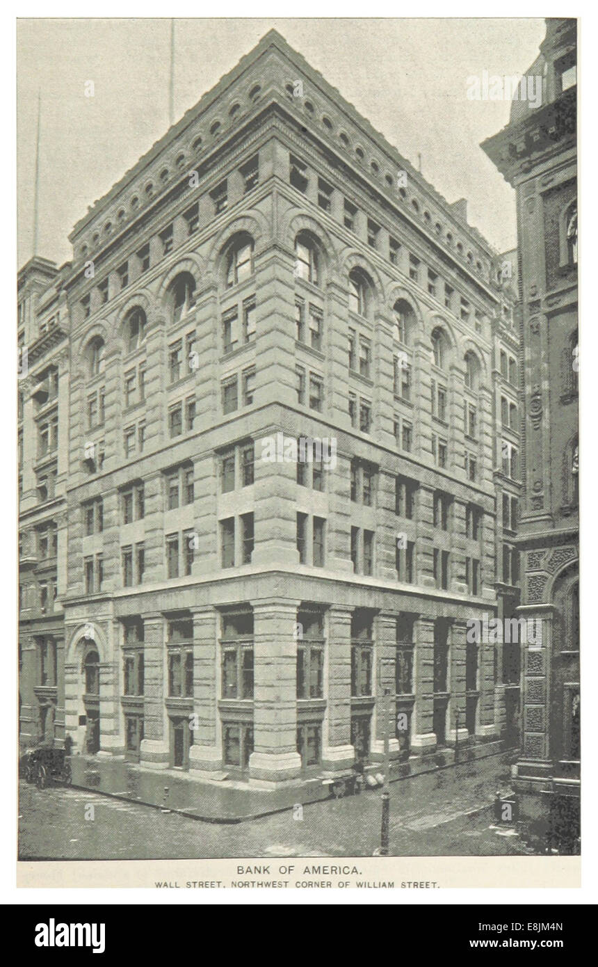 (King1893NYC) pg717 LA BANQUE D'AMÉRIQUE. WALL STREET, ANGLE NORD-OUEST DE LA RUE WILLIAM Banque D'Images