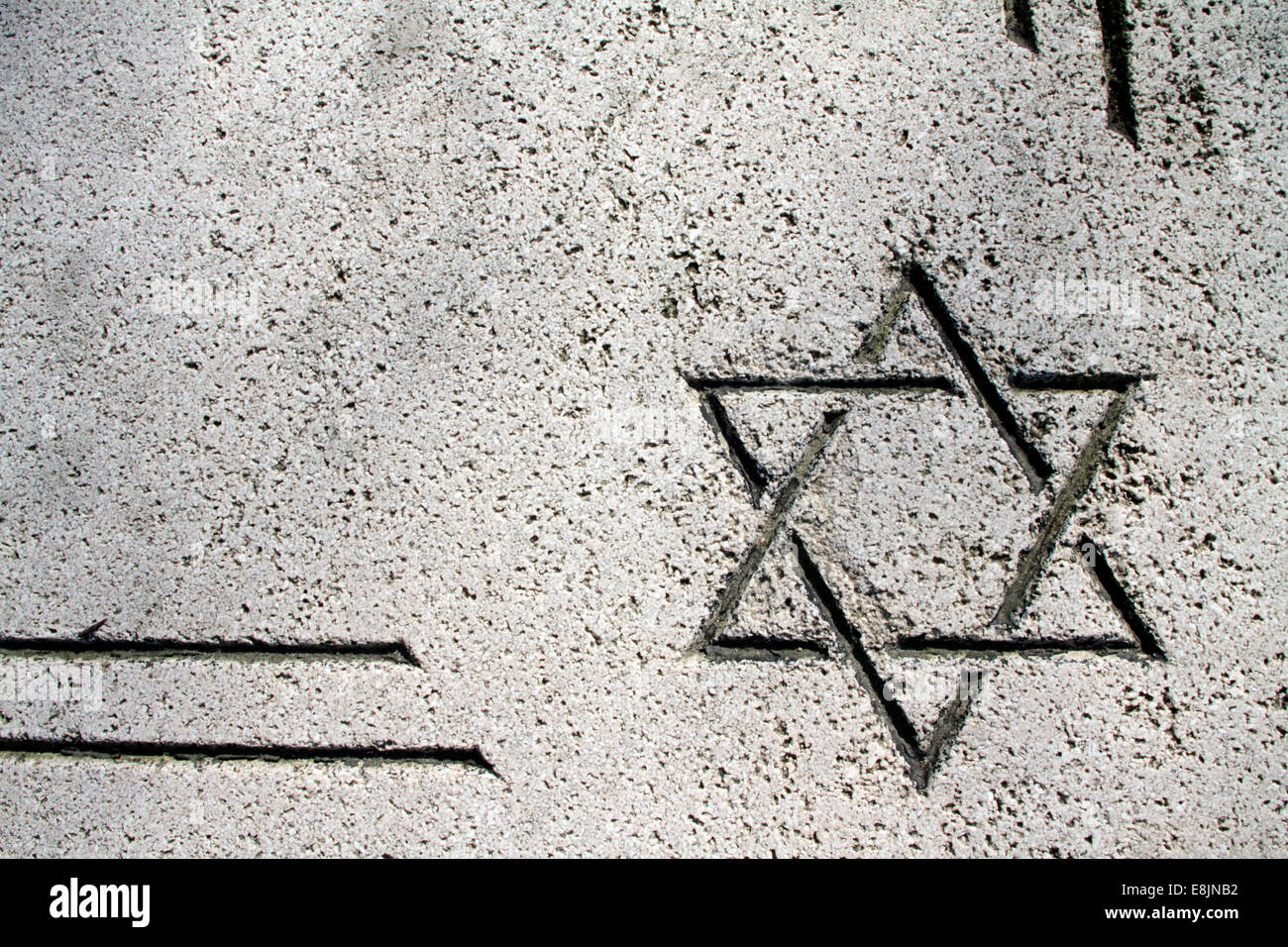 L'étoile de David gravé sur une pierre tombale. Étoile juive. Banque D'Images
