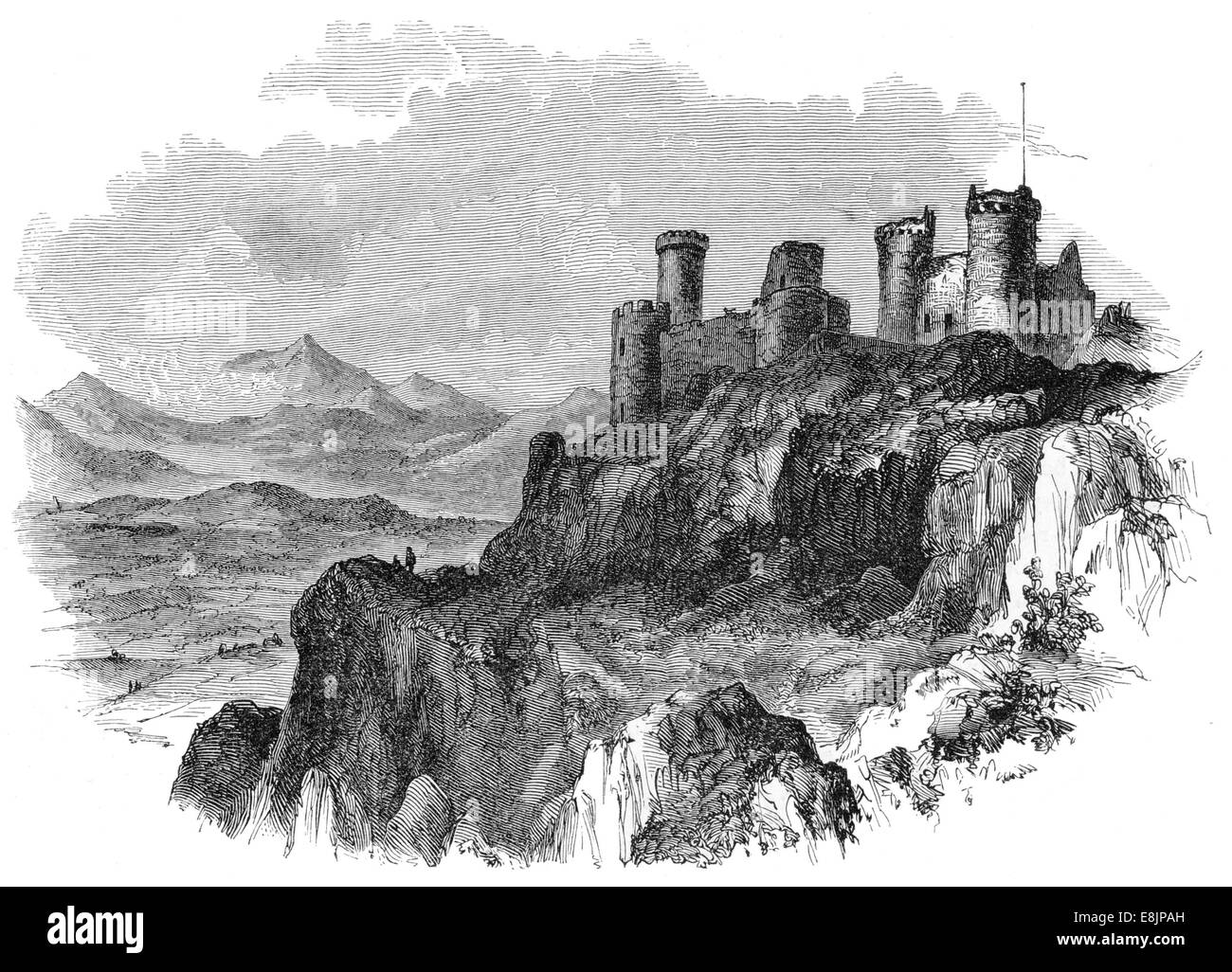 Harlech Castle dans le Nord du Pays de Galles vers 1880 Banque D'Images