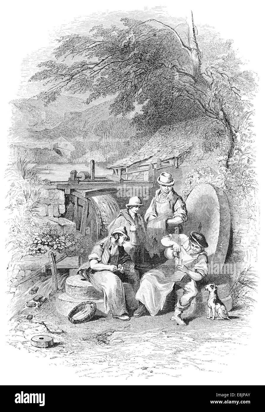 Une roue de l'eau dans le quartier de Sheffield vers 1880 Banque D'Images