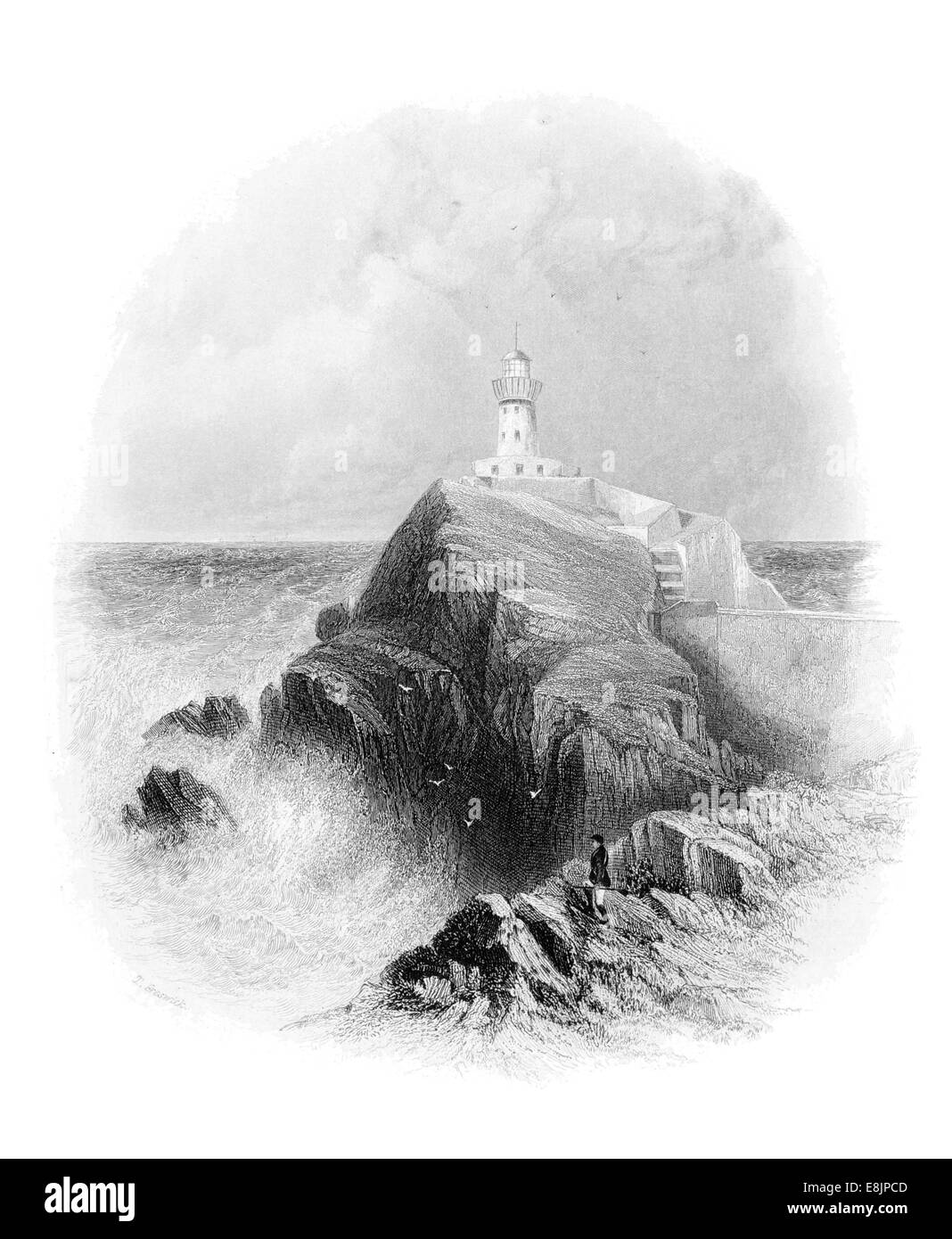 Light House à Dublin Howth Irlande Eire Irish Europe Européen vers 1840 Banque D'Images