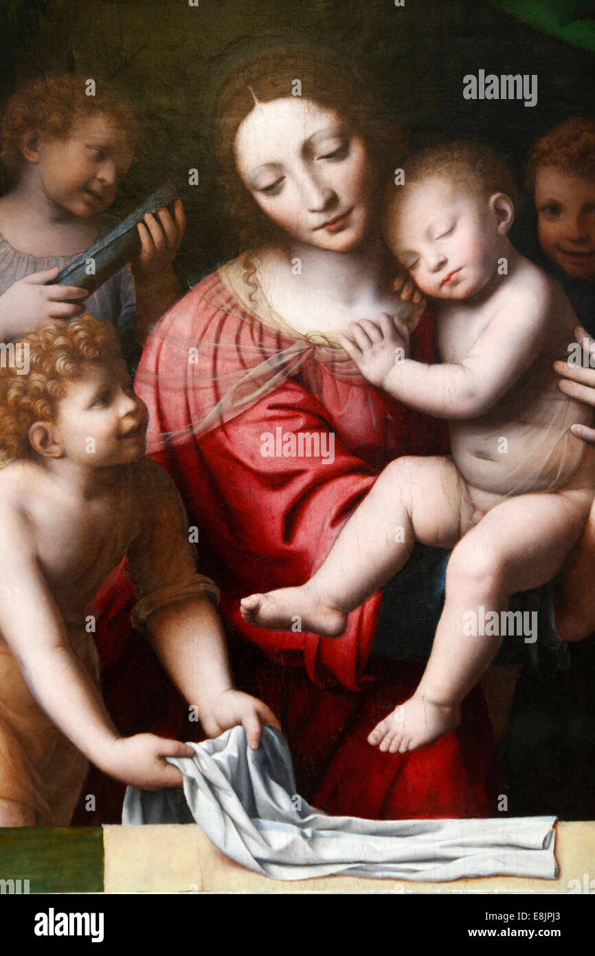 Le sommeil de l'enfant Jésus présumé être peint par Bernardino Luini (1485). Banque D'Images