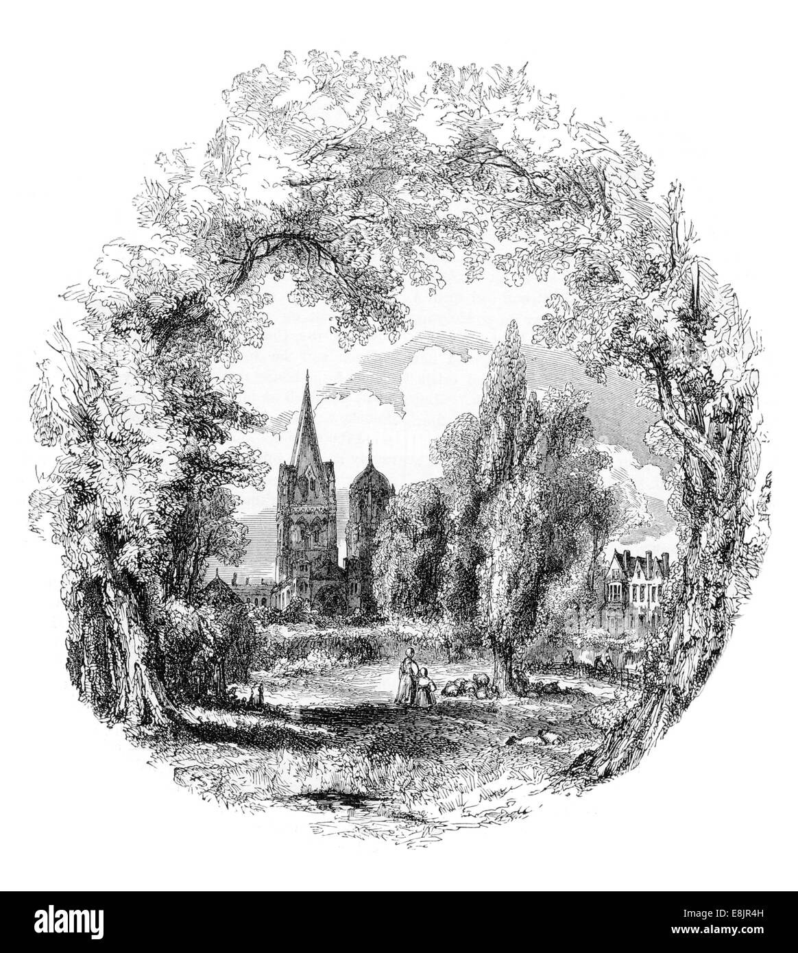 Avis de Christ Church meadows Oxford vers 1880 Banque D'Images